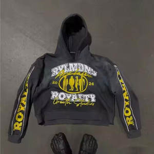 Sudadera con Capucha Personalizada Estilo Urbano, 500 GSM, Algodón Grueso, Corte Recortado, Lavado Ácido, Estilo Vintage, Impresión Digital DTG, Logotipo Impreso - Product Image 1