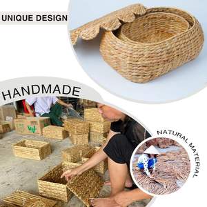Panier de rangement multifonctionnel en jacinthe de 100 pièces avec couvercle à bord festonné, personnalisable avec logo - Product Image 3