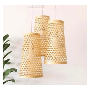 Lampe en bambou tissé, artisanat vietnamien, éclairage décoratif pour salle à manger. - Product Image 6