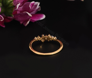 Dainty Diamond Band <b>Ring</b> 0.20 Ct Natural Diamonds Minimal <b>Stacking</b> Contour Wedding <b>Ring</b> - Product Image 3