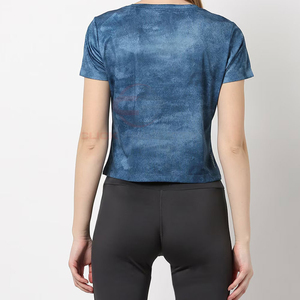 Women's Eco-Friendly Summer Acid Wash Crop Top Custom Crew Neck T-Shirts-Custom Plus <b>Size</b> High Quality Slim Fit Hot Sale - Product Image 3
