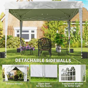 Tenda a Baldacchino Bianca 3x3 Metri con Pareti Laterali UPF50+, Riparo Istantaneo Portatile per Esterni con Borsa per il Trasporto - Product Image 5