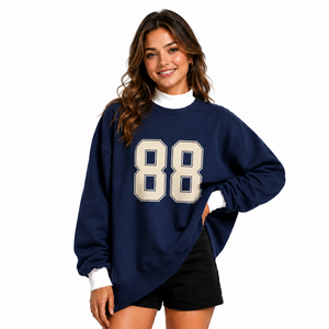 Sweat-shirt à col montant pour femme en coton premium French Terry, coupe décontractée, avec logo personnalisé, pull-over, fabricant OEM ODM, fournisseur en gros - Product Image 1