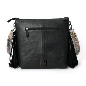 Cowhide Hair Leather Crossbody Bag Flower Tooled Western <b>Fringe</b> Purse - Product Image 3