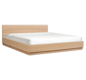 Cadre de lit plateforme bas en teck massif, style minimaliste moderne, base de lit en bois de style japonais, mobilier de chambre contemporain, taille king - Product Image 1