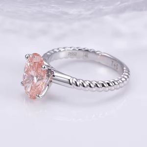 Women's 925 Silver Oval Cut Morganite Engagement Ring Prong Setting Romantic Style - Product Image 2