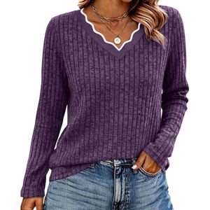 Custom Floral Jacquard <strong>Women</strong> Sweaters <strong>Mustard</strong> Yellow Scalloped Hem Crewneck Long Sleeve Breathable Soft Acrylics <strong>Jumpers</strong> - Product Image 5