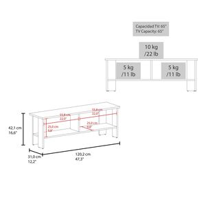 Mobile TV Navia da 47 Pollici con Due Ripiani, Nero Wengue, Unità di Intrattenimento per Soggiorno e Camera da Letto - Product Image 3