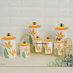 Recipiente Decorativo de Cocina de Diseño Único, Recipiente Redondo de Acero Inoxidable Blanco Antiguo - Product Image 3