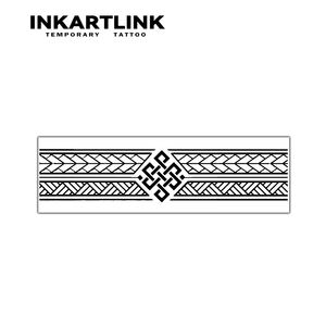 INKARTLINK Pegatina de tatuaje de nudo celta, brazalete geométrico, nudo sin fin, arte corporal semipermanente de 15 días, venta al por mayor - Product Image 4