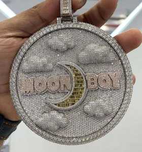 Colgante de Lujo con Medallón de Niño de la Luna, con Incrustaciones de Moissanita VVS, Joyería Hip Hop, Estilo Diamante, Ícono de Streetwear - Product Image 2
