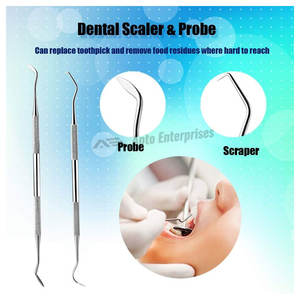 Kit d'hygiène dentaire professionnel en acier inoxydable : Cure-dents, pincettes, fil dentaire et gratte-plaque - Product Image 5