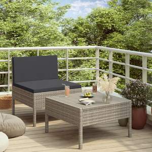 Conjunto de Muebles de Jardín de Ratán PE Gris Estándar y Antracita - Product Image 1