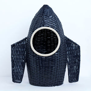 Cesta de almacenamiento infantil en forma de cohete hecha a mano con ratán, organizador para habitación infantil, cestas para ropa sucia - Product Image 2