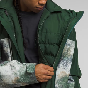 <b>Men's</b> Hooded Puffer <b>Jacket</b> Waterproof Printed Winter Outdoor Wear <b>Long</b> Sleeve Sporty Style Green Camouflage Pattern Zipper - Product Image 5