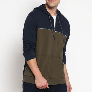 Sudadera con capucha y cremallera de algodón 100% transpirable, de gran tamaño, con bloques de color y estampado personalizado, novedad al por mayor para hombre - Product Image 4