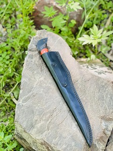 Custom Handmade Eco-Friendly Ambidextrous Fillet <b>Knife</b> in Carbon Steel <b>Bone</b>+Wood <b>Handle</b> with Leather Sheath Dishwasher Safe - Product Image 6