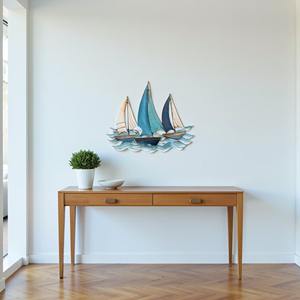 ของตกแต่งผนังรูปเรือใบธีมทะเล งานศิลปะโลหะติดผนังสำหรับตกแต่งบ้านริมชายฝั่ง ห้องนอน ระเบียง สำนักงาน และของขวัญสำหรับบ้านริมชายหาด - Product Image 4