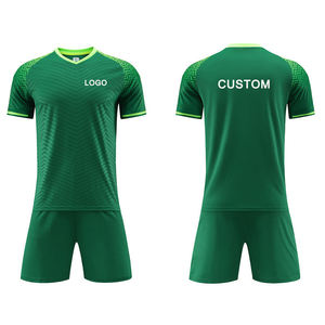 Ensemble de maillots de football personnalisés en gros, couleur unie, unisexe, col en V, manches courtes, évacuation de l'humidité, imprimé géométrique sublimé - Product Image 5