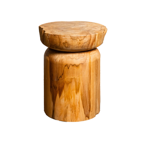 ARTERRA Premium Warehouse and Hotel Supply Rustic Teak Natural Cylinder <b>Stool</b> Handcrafted Teak Furniture <b>Work</b> - Product Image 2