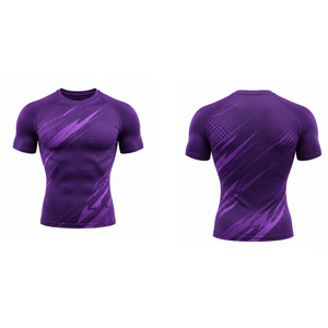 T-shirt de compression pour hommes en gros, extensible, respirant, pour la gym, le fitness, la course, l'entraînement sportif, couche de base athlétique, personnalisable OEM - Product Image 6