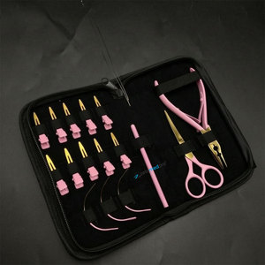 Kit de Herramientas Ecológicas para Extensiones de Cabello en Oro Rosa, Alicates de 2 Orificios para Atar a Mano, Tijeras, Clips de Seccionamiento, Lazo Elegante de Acero Inoxidable - Product Image 3