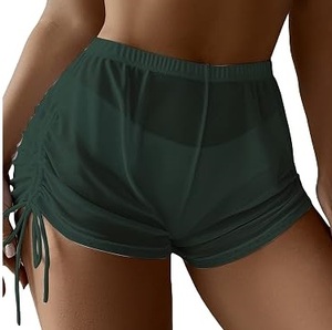 Top Selling Premium Quality Solid Color Quick Drying Sexy Clubwear Party Skinny Fit Swimwear Beach Mesh Shorts Sheer <b>Fishnet</b> - Product Image 1