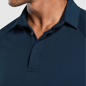 Men Solid Color Knitted Short Sleeve Polo Shirt Breathable Casual Golf Wear <b>Navy</b> Blue Bulk Custom Golf Polo Shirts - Product Image 6