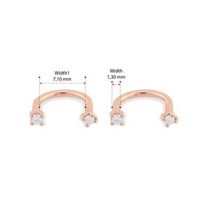 Pendientes de Aro en Forma de U de Oro Blanco de 14K con Diamantes Cultivados en Laboratorio, Pendientes de Aro con Diamantes y Cierre de Rosca, Joyería Fina Elegante y Segura para Mujer - Product Image 3