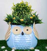 Pot de fleurs décoratif en porcelaine émaillée, fait main, écologique et durable, en forme de hibou mignon, pour mini-plantes succulentes, 2 pouces, pour intérieur