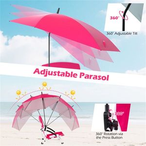Set di 2 Sedie da Spiaggia Pieghevoli Portatili per Adulti con Parasole Regolabile e Design Resistente - Product Image 3