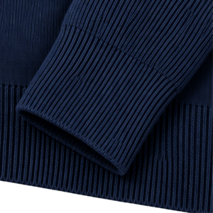 <b>Mens</b> Knitted Zip Up Funnel Neck <b>Cardigan</b> Full Zip Long Sleeve Ribbed Cuffs Hem Navy Sweater Jacket with Side Pockets for <b>Men</b> - Product Image 6