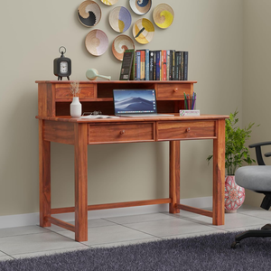 Bureau d'étude en bois massif Sheesham, poste de travail informatique, table d'écriture pour bureau à domicile, bureau pour ordinateur portable, mobilier moderne en bois de rose - Product Image 2