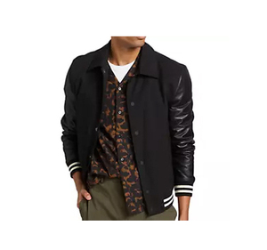 Premium Quality Best Selling 100% Wool Material Custom Made Plus Size Men Wool Varsity <b>Jacket</b> With <b>Leather</b> Sleeves - Product Image 5