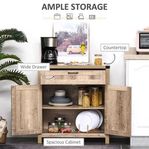 Mueble de Cocina Ecológico de Roble y Madera, Aparador/Mueble de Almacenamiento para Comedor y Sala de Estar con Detalles de Aluminio - Product Image 4