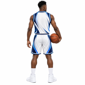 Ensemble de maillots de basket-ball personnalisés avec logo par sublimation, séchage rapide, impression graphique, tenue de sport pour équipe masculine - Product Image 2