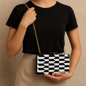 Bolso de Mano de Lujo Hecho a Mano, Duradero y Ecológico, de Madera y Resina, con Diseño Geométrico Incrustado, Cadena Cruzada, Logotipo Personalizado, Bolso de Noche - Product Image 6