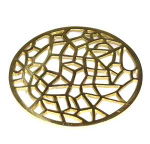 Luxury Round Brass <b>Trivet</b> Spiral Sunburst Pattern Gold Metal Hot Pad Heat Resistant Kitchen Countertop Coaster Pot StandLuxury R - Product Image 4