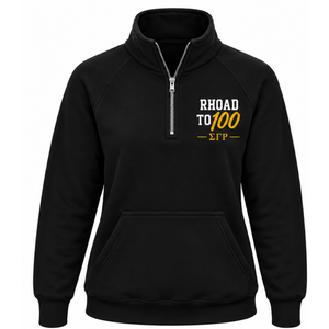 Sigma Gamma Rho <b>Women's</b> University <b>Half</b> <b>Zip</b> Up <b>Sweatshirt</b> Black Custom Sorority Graphic Pullover Collegiate Streetwear Casual - Product Image 1