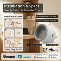 Prise intelligente Wi-Fi 16A 4000W avec surveillance de la puissance en alliage d'aluminium, contrôle à distance, minuterie, contrôle par application, compatible avec Alexa et Google Home
