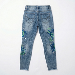 Vaqueros de mujer vintage lavados y desgastados, de corte recto, con rodillas rotas, de tela gruesa, estilo streetwear - Product Image 2