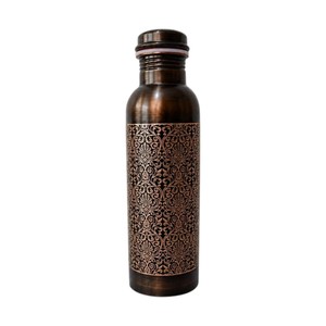 Bouteille d'eau en cuivre pur à motif cactus avec bouchon en cuivre anti-fuite, gourde métallique réutilisable écologique pour l'hydratation quotidienne et les cadeaux - Product Image 3