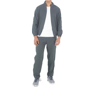 Men's Gray Tracksuit Set Stand Collar Full Sleeve Quick Dry Breathable Fleece Drawstring Closure Casual Sport Wear Two Piece - Product Image 1