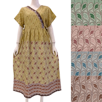 Vestido Largo Informal para Mujer, Estilo Kimono con Cordón Ajustable en Ambos Lados, Material de Rayón, Cuello Cuadrado, Estampado Floral, Verano, Chrysanta