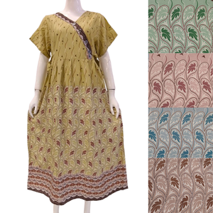 Women's Maxi Casual <b>Dress</b> Kimono Style with Drawstring Both Sides Rayon Material Square Collar Floral Pattern Summer Chrysanta - Product Image 1