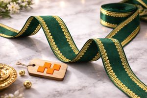 Encaje Bordado de Lujo Verde de 38 mm, Adorno Decorativo Duradero para Prendas, Bolsos y Manualidades - Product Image 4