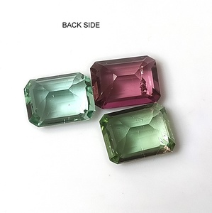 พลอยทัวร์มาลีนแซมเบียสีพาสเทลหลากสีธรรมชาติขนาด 8x6 มม. น้ำหนัก 4.55 กะรัต ทรงเหลี่ยมมรกต 3 ชิ้น แบบคู่/ชุด แซฟไฟร์ - Product Image 5