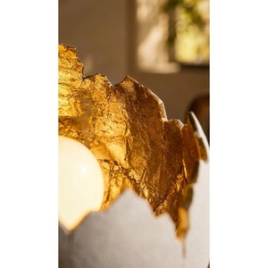 Lámpara de Mesa Redonda Minimalista de Cerámica con Diseño Irregular Chapado en Oro, Decoración de Iluminación Estilo Wabi-Sabi - Product Image 2