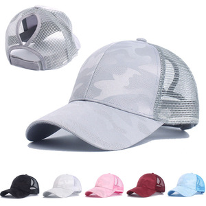 Womens Ponytail Messy Bun Camo Baseball <b>Cap</b> High Bun Breathable Mesh Back Adjustable Outdoor Sports Trucker <b>Hat</b> - Product Image 2