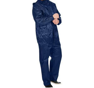 Combinaison de pluie imperméable bleu marine pour homme, veste et pantalon à manches longues avec bandes réfléchissantes, toutes saisons, pour adulte - Product Image 2